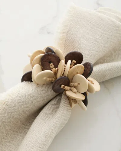 Deborah Rhodes Wood Coin Beads Napkin Ring In Neutral