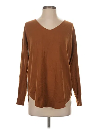 Pre-owned Début Long Sleeve Top Brown Scoop Neck Tops