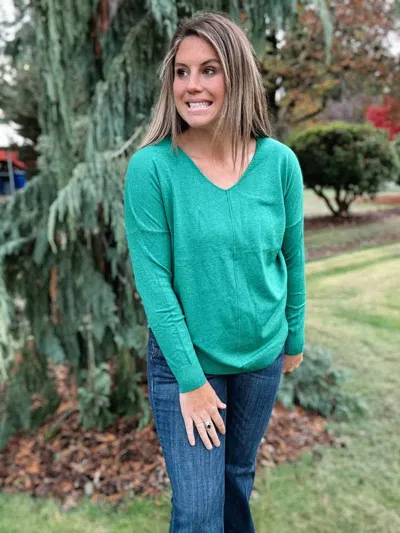 Début Murphy Sweater In Heather Green In Multi