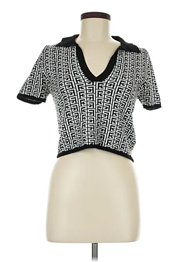Pre-owned Début Short Sleeve Blouse In Black