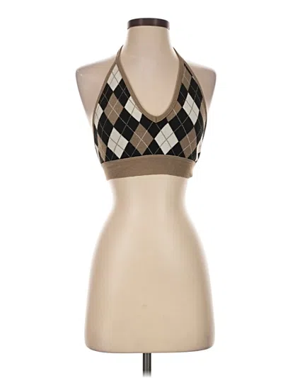 Pre-owned Début Tank Top Brown Halter Neckline Tops