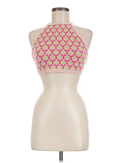 Pre-owned Début Tank Top Pink Halter Neckline Tops