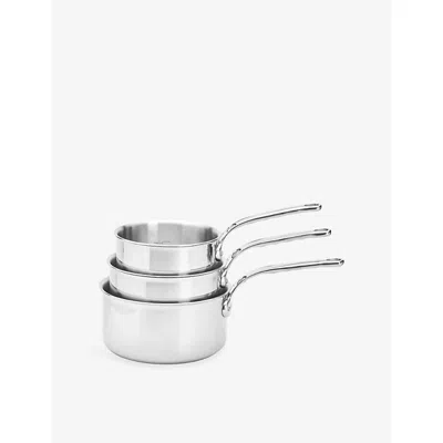 Debuyer Affinity 3-piece Stainless-steel Saucepan Set With Lids In Gray