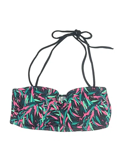 Pre-owned Decathlon Swimsuit Top Teal Tropical Pattern Swimwear In Blue