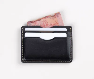 Decentliving Handcrafted Full Grain Slim Leather Card Holder Wallet - Tan In Black
