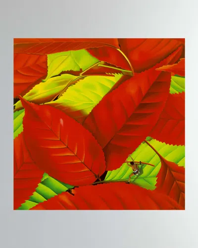 Dechamby Design Feuille Rouge Fine Art Print In Red