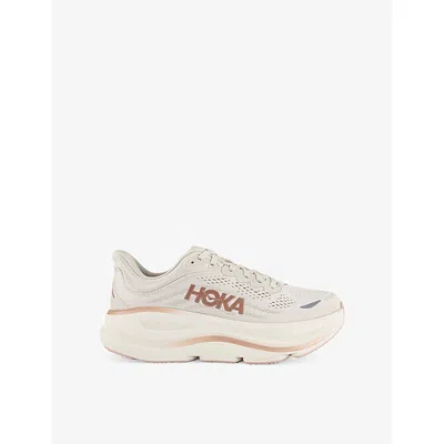 Deckers Hoka Womens Oat Milk Rose Gold F Bondi 9 Mesh Trainers In Neutral