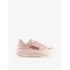 Deckers Hoka Womens Rose Latte Rose Cream F Bondi 9 Low-top Mesh-knit Trainers