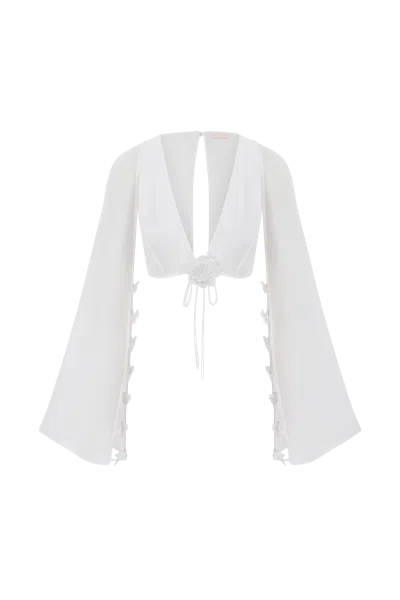 Declara Amazon Lily Floral Top In White