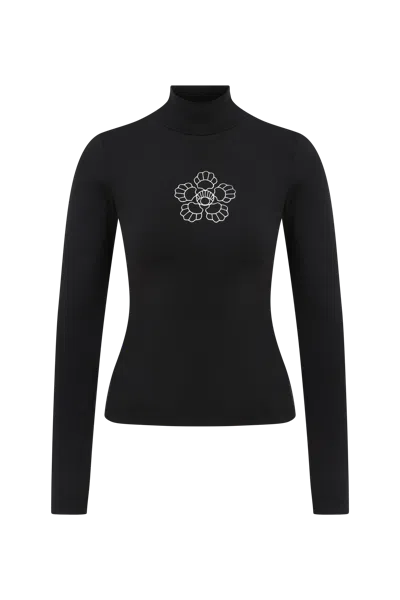 Declara Blooming Crest Turtleneck In Black