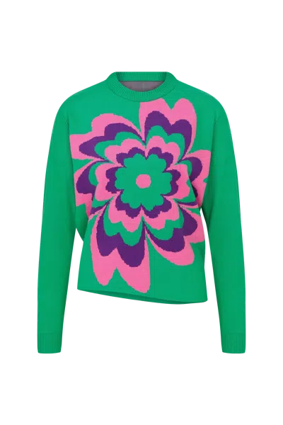 Declara Botanical Bliss Sweater In Green