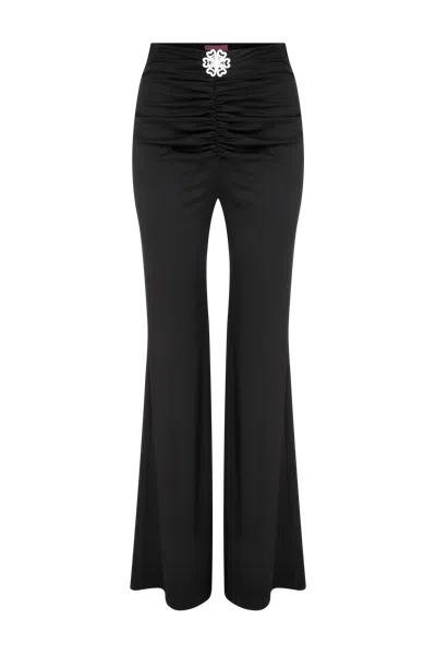 Declara Botanical Refflection Draped Pants In Black