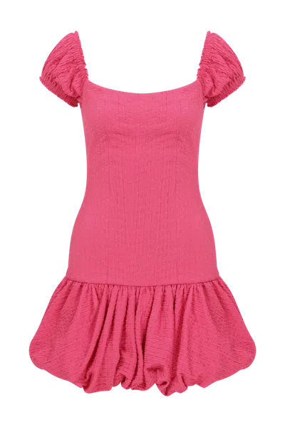 Declara Epidendrum White Dress In Pink