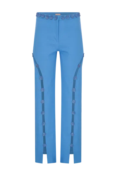 Declara Floral Majesty Pant In Blue