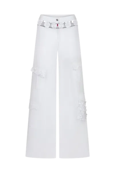 Declara Jasmine Floral Pant In White