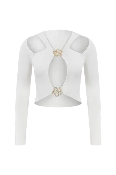 Declara Lovers' Emblem Knit Top In White