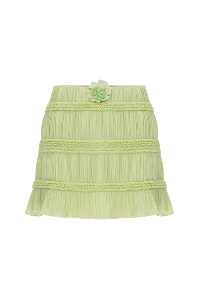 Declara Sage Flora Skirt In Green