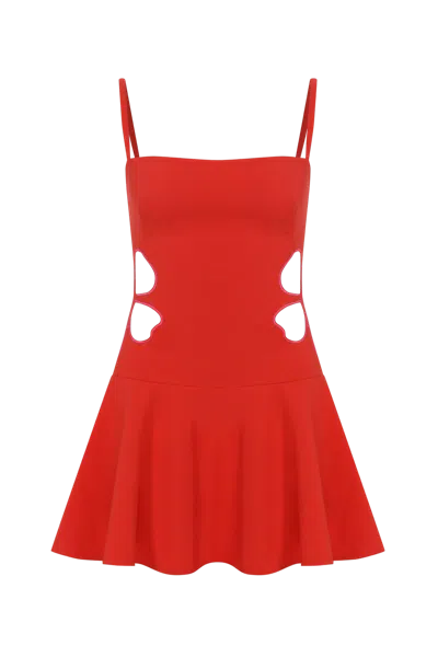 Declara Victoria Amazonica Floral Dress In Red