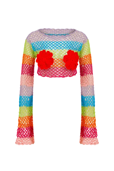 Declara Viola  Floral Top In Multi Color