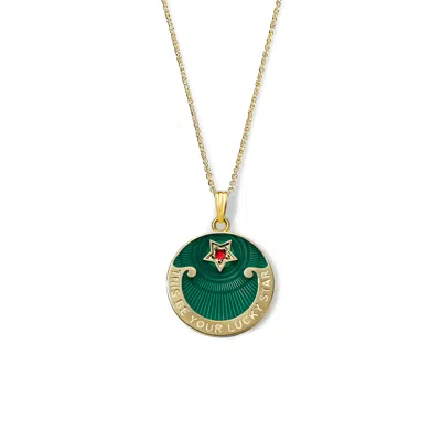 Déclarer Women's Lucky Star Pendant - Green Enamel, Gold Vermeil