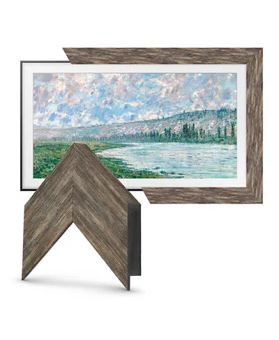 Deco Tv Frames 75 Customizable Frame For Samsung The Frame Tv 2021-2024 In Distressed Barnwood