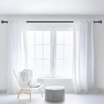 Deco Window Adjustable Curtain Rod For Windows 44 To 120 In Extendable Heavy Duty Iron Drapery Pole With Finials In Matt