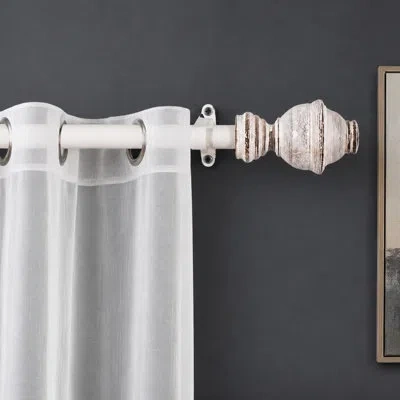 Deco Window Adjustable Curtain Rod For Windows 44 To 120 Inch Extendable Heavy Duty 3/4 Inch Iron Drapery Pole W In Ivory