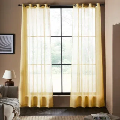 Deco Window Sheer Curtains Long For Home Decoration Grommet & Lightweight Elegant Window Treatments With Light F In Yellow