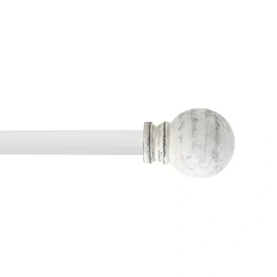 Deco Window Wood Globe 1 In Adjustable Curtain Rod In White