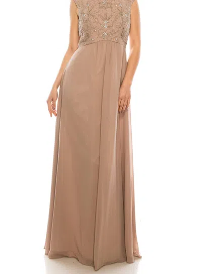 Decode 1.8 Beaded And Sequin A Line Chiffon Dress In Mauve