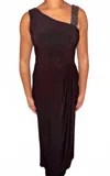 Decode 1.8 Beaded One Shoulder Jersey Gown In Brown In Black