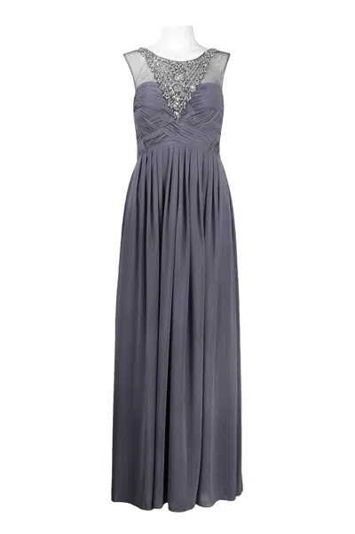 Decode 1.8 Embellished A-line Chiffon Evening Dress In Grey