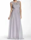 Decode 1.8 Embellished Neckline A-line Evening Dress In Silver