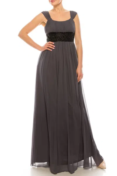 Decode 1.8 Empire Waist Embellishment Chiffon Dress In Grey