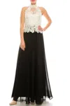 Decode 1.8 Halter Floral Lace A-line Contrast Dress In Black White