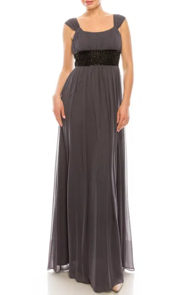 Decode 1.8 Ruched Empire Waist Embellishment Detail Chiffon Dress In Grey