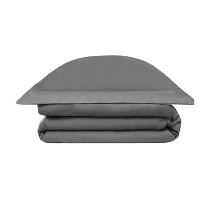 Decoflux Home Black / Grey Sateen Bed Linen Set Black Sand Uk Double, Us Full In Black/grey