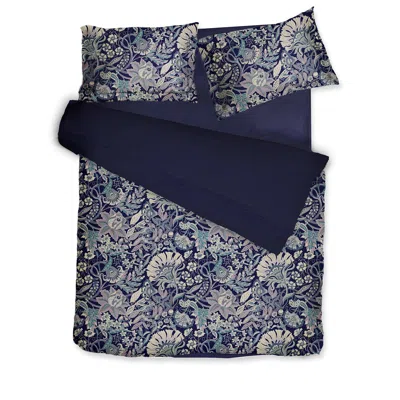 Decoflux Home Blue / Neutrals Sateen Bed Linen Set Boho Dark Blue Uk Super King, Us King