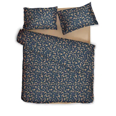 Decoflux Home Blue / Neutrals Sateen Bed Linen Set Jaquard Oud Uk King, Us Queen