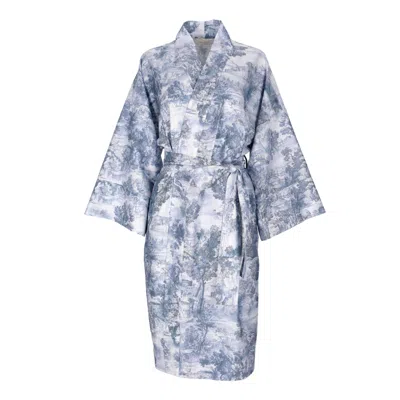 Decoflux Home Women's Blue / White Cotton Kimono Toile Blue & Matching Cotton Bag In Blue/white