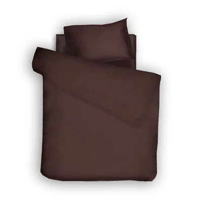Decoflux Home Brown Cotton Bed Linen Set Solid Chocolate Oud Uk Single, Us Twin