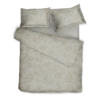 Decoflux Home Brown / Grey / Neutrals Cotton Bed Linen Set Rose Line Almond Us King, Uk Super King In Brown/grey
