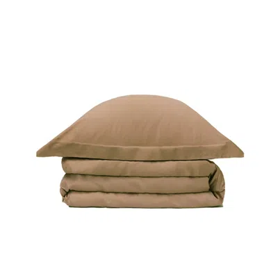 Decoflux Home Brown / Neutrals Cotton Bedding Set Solid Grey Cliff Uk King, Us Queen + Gift Wrapping