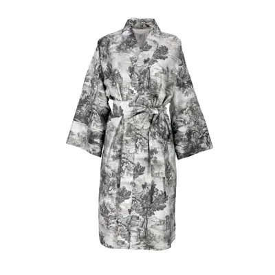 Decoflux Home Cotton Bathrobe Lover's Tale Grey & Matching Cotton Bag, Hm