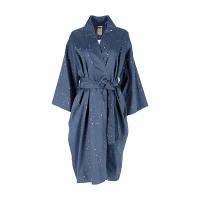 Decoflux Home Cotton Kimono Cosmos Dark Blue & Matching Cotton Bag, Hm
