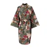 Decoflux Home Cotton Maternity Dressing Gown - Magic Garden Green Moss, Mt In Green