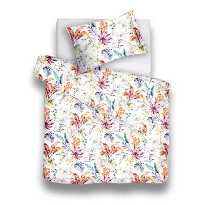 Decoflux Home White Cotton Bedding Set 'flora Costera Dance' Uk Single