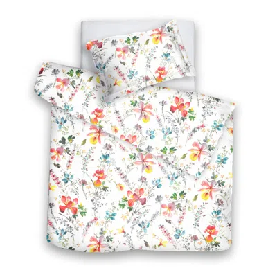 Decoflux Home White Bedding Set 'monday Blooms'  Uk Single