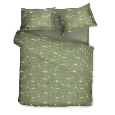 Decoflux Home Green Sateen Bed Linen Set Dreamy Moss Uk Single, Us Twin