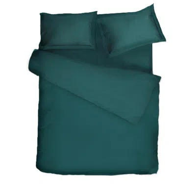Decoflux Home Green Sateen Bed Linen Set Solid Teal Uk Double, Us Full